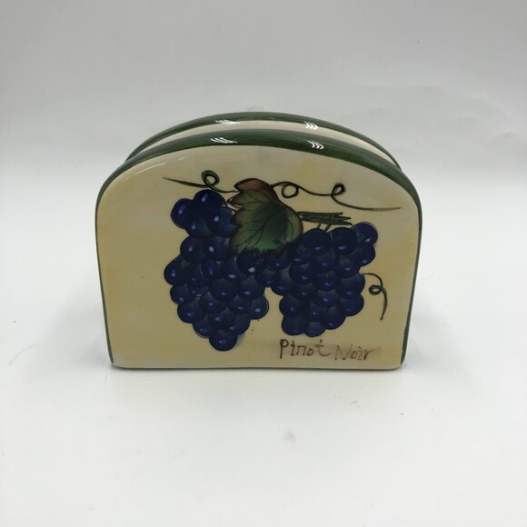 Vintage Style Eyes by Baum Bros Ceramic Napkin Holder Grapevine Fruit Decor - Picture 3 of 13